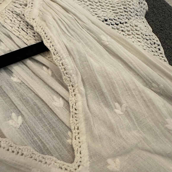 Ulla Johnson White Eye-lit Crochet Tunic Blouse/ Mini Dress Beach Coverup - Picture 5 of 9